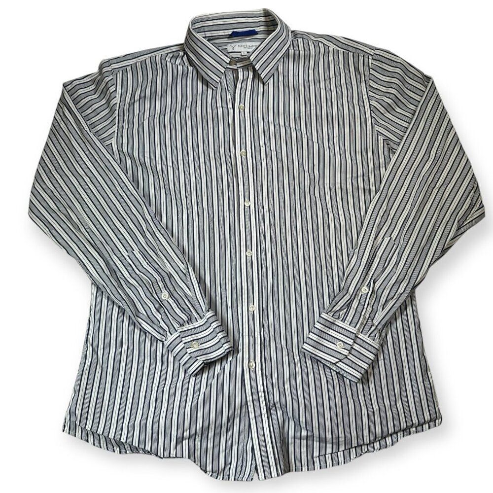 Teddy Stratford Shirt Men's Size 5 / XL  Cotton Black‎ and White Striped